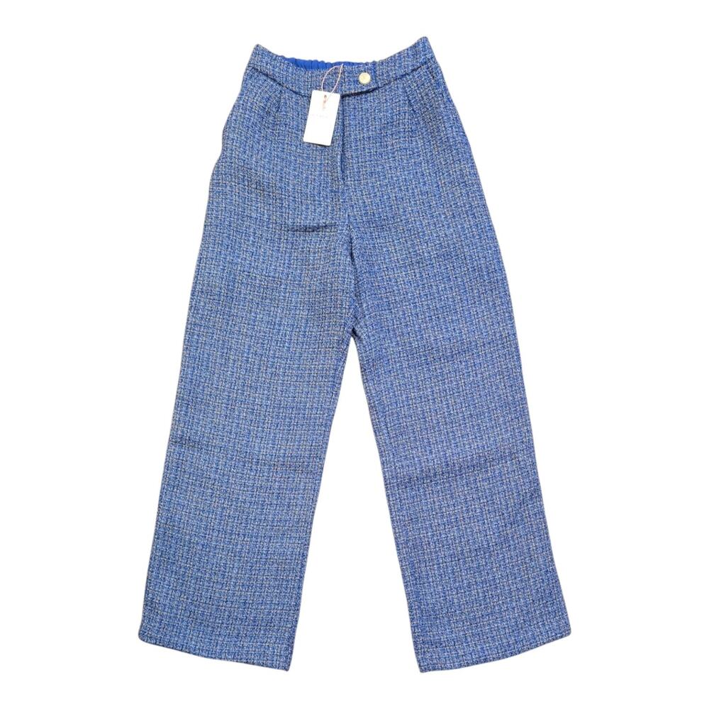 NWT Skies Are Blue Tweed Boucle Wide Leg High Waisted Pants Size XS Tall